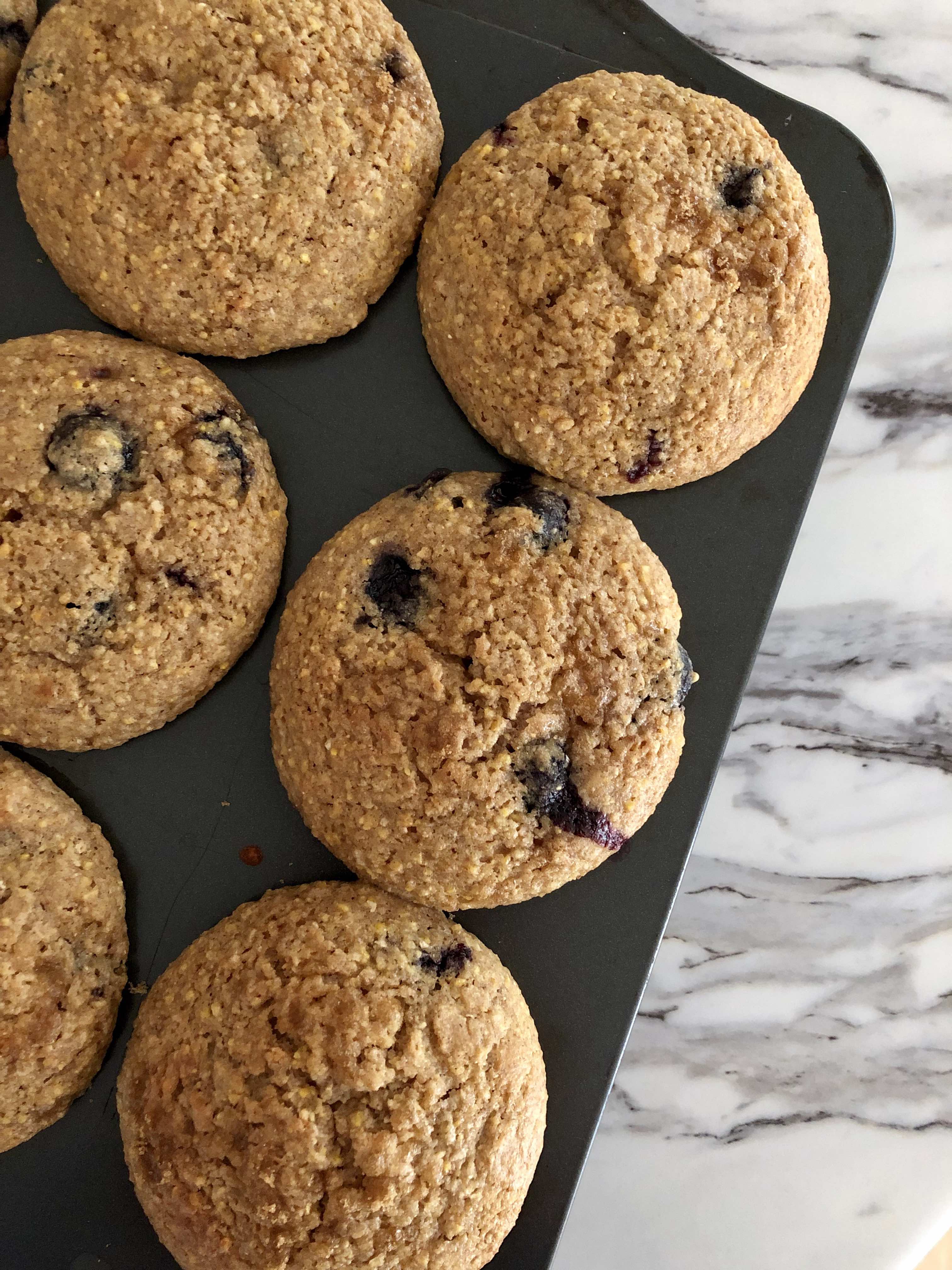 Spelt, Rye and Cornmeal Muffins with Blueberries | Accidental Artisan
